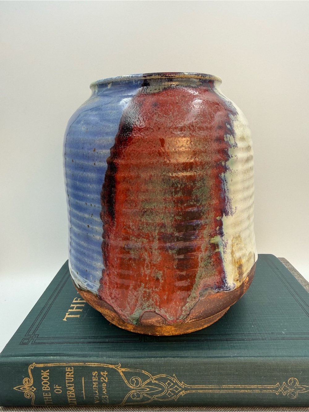 Vintage Studio Art Pottery With Multi Colored Drip Glaze (please read)